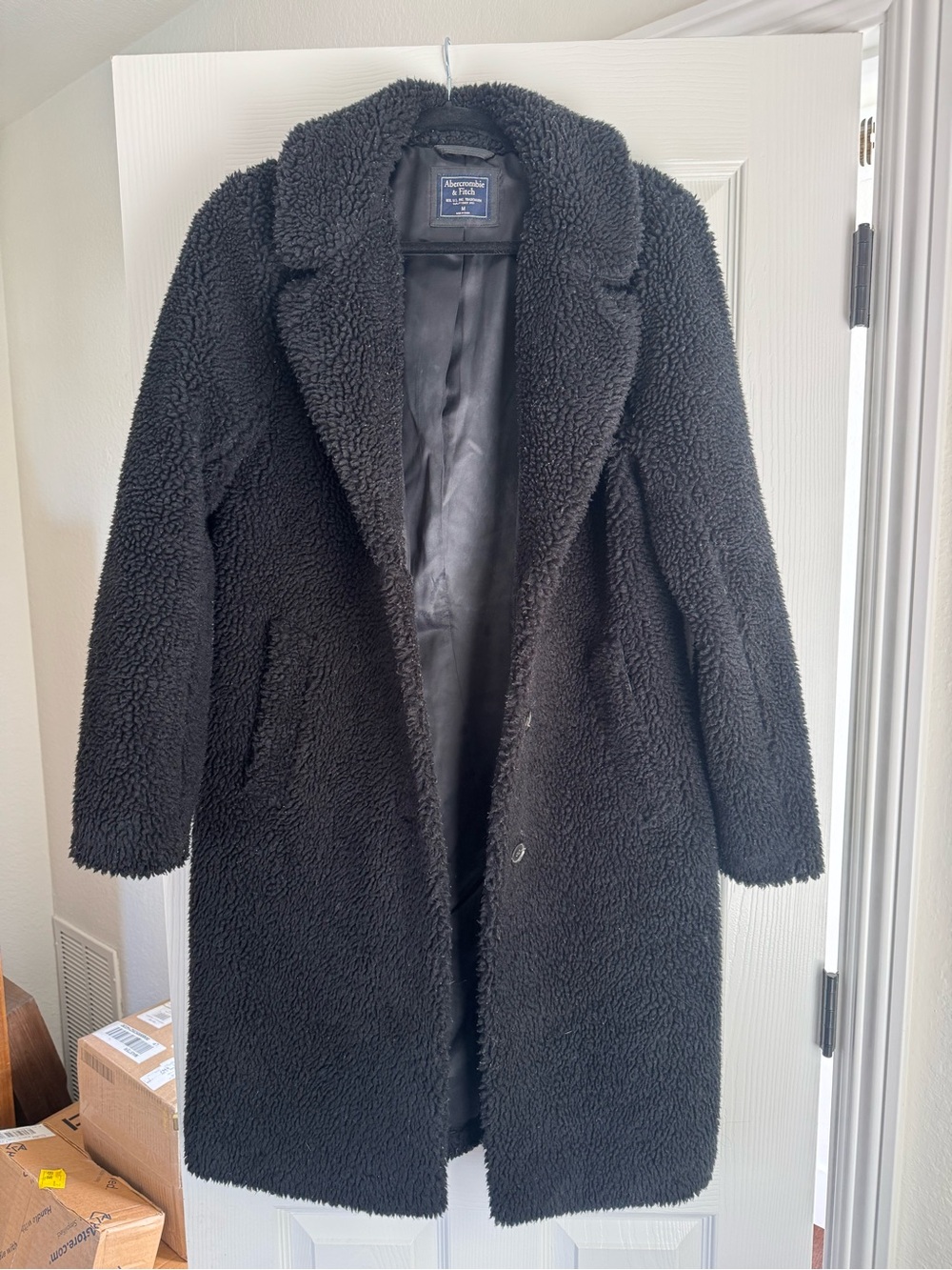 Abercrombie & Fitch Black Teddy Sherpa Coat
